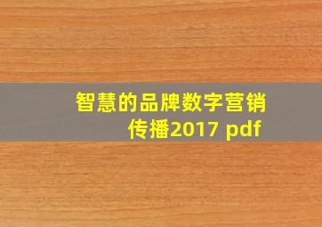 智慧的品牌数字营销传播2017 pdf